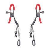 S&M Exs & Ohs Nipple Clamps -  Tipped Metal Nipple Clamps - Set of 2